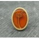 Bouton fleur oval effet loupe orange 22mm