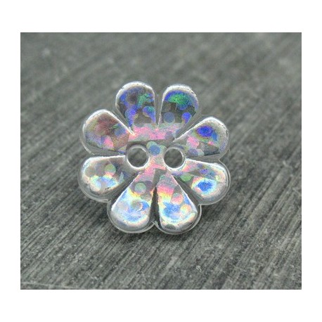 Bouton fleur hologramme 18mm
