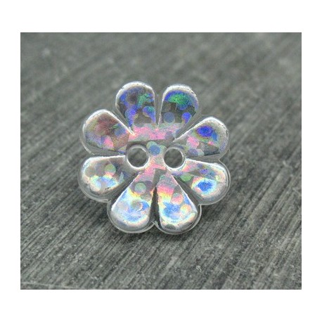 Bouton fleur hologramme 18mm