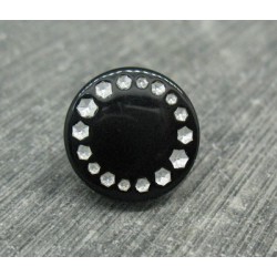 Bouton roue effet strass noir 15mm