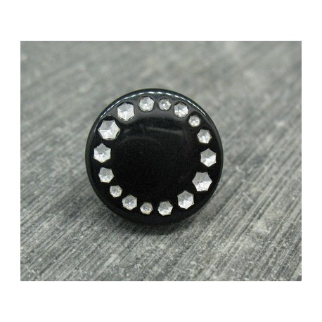 Bouton roue effet strass noir 15mm