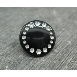 Bouton roue effet strass noir 18mm