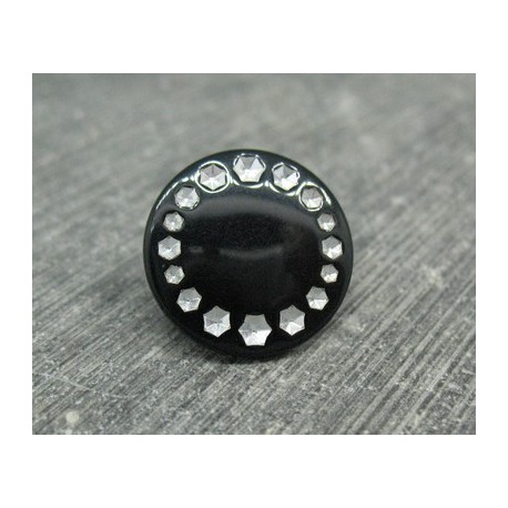 Bouton roue effet strass noir 18mm