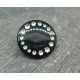 Bouton roue effet strass noir 23mm