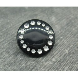 Bouton roue effet strass noir 23mm