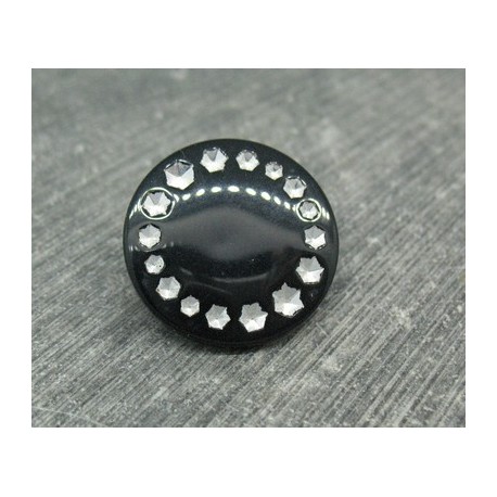 Bouton roue effet strass noir 23mm