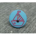 Bouton voilier turquoise blanc 13mm