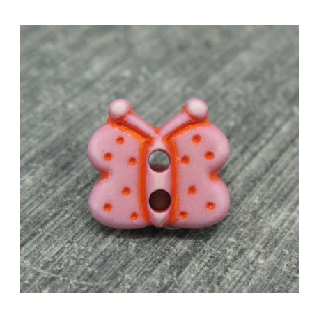 Bouton papillon rose-rouge 12mm