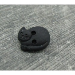 Bouton chat couché noir 12mm