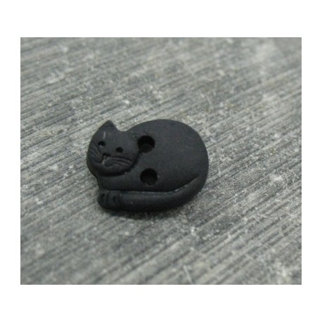 Bouton chat couché noir 12mm