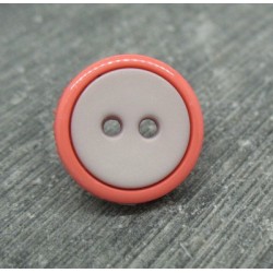 Bouton bicolore corail gris 16mm