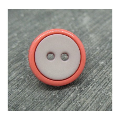 Bouton bicolore corail-gris 16mm