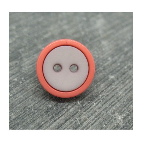 Bouton bicolore corail gris 13mm