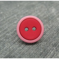 Bouton bicolore rose rouge 13mm