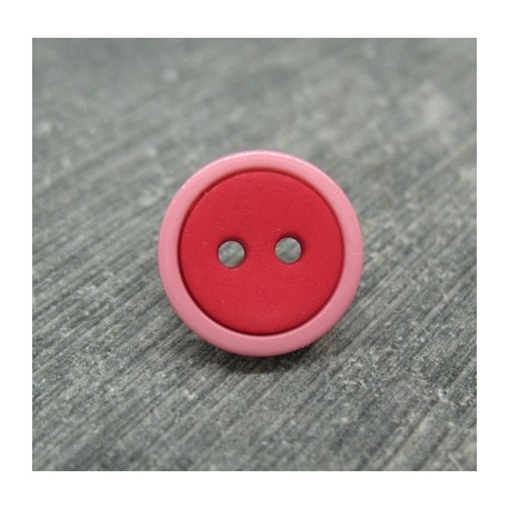 Bouton bicolore rose rouge 13mm