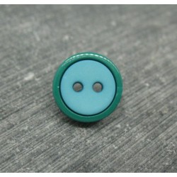 Bouton bicolore sapin vert d'eau 13mm