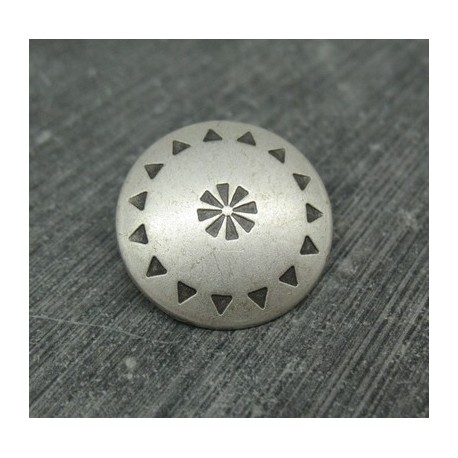 Bouton roue métal pointillé argent 23mm