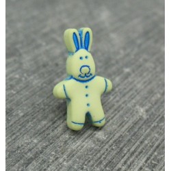 Bouton lapin amande bleu 15mm