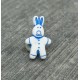 Bouton lapin blanc bleu 15mm