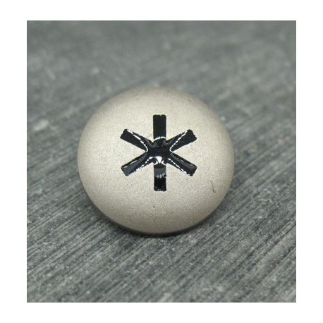 Bouton astérisque argent noir 18mm