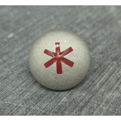 Bouton astérisque argent rouge 18mm