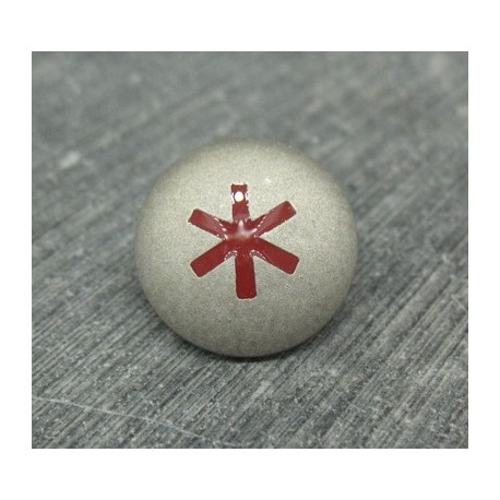 Bouton astérisque argent rouge 18mm