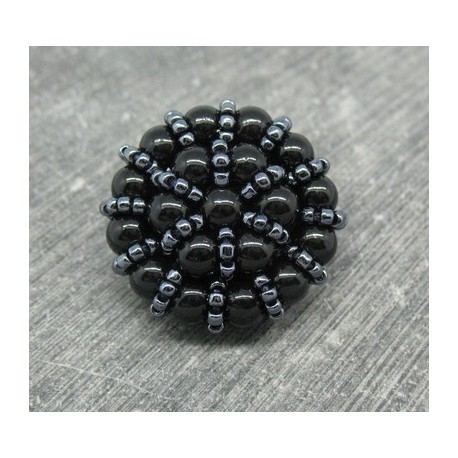 Bouton perle résine noir 28mm