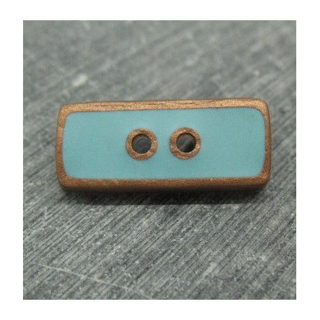 Bouton lingot vieil or turquoise 25mm