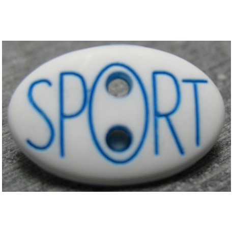 Bouton sport  blanc bleu 18 mm b66