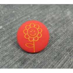 Bouton fleur tournesol orange jaune 15mm