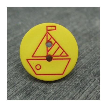 Bouton voilier jaune rouge 18mm