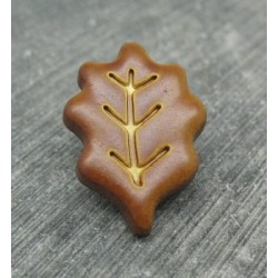 Bouton feuille de chêne caramel 25mm