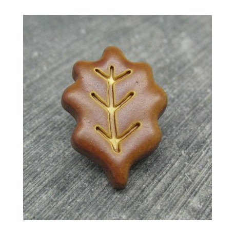 Bouton feuille de chêne caramel 25mm