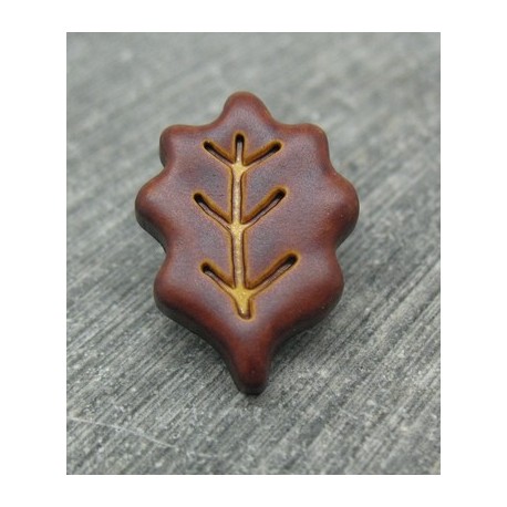 Bouton feuille de chêne marron 22mm