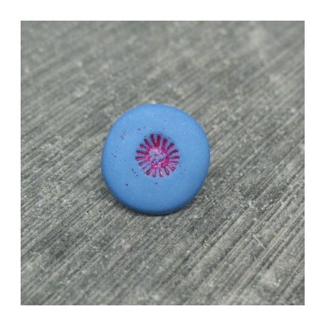 Bouton pistil bleu fuschia 12mm