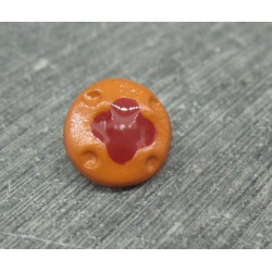 Bouton fleur 4 points orange carmin 12mm