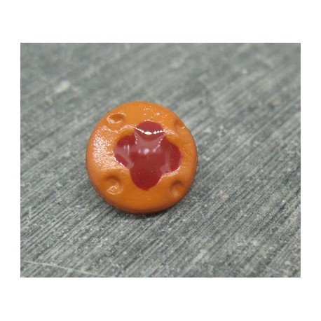 Bouton fleur 4 points orange carmin 12mm