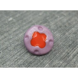 Bouton fleur 4 points parme orange 12mm