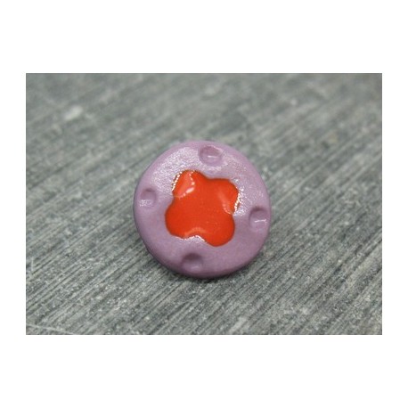 Bouton fleur 4 points parme orange 12mm