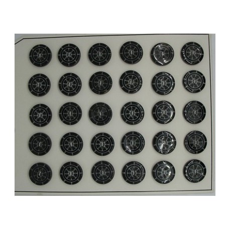 Plaque N°54  30 boutons nacre rivière gouvernail noir 18mm