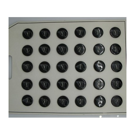 Plaque N°55:  30 boutons nacre rivière coquillage noir 15mm
