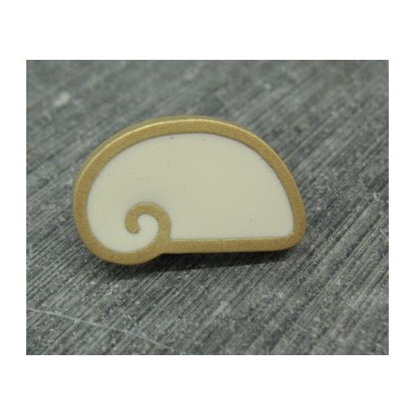 Bouton escargot stylé blanc or 22mm