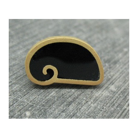 Bouton escargot stylé noir or 22mm