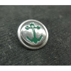 Bouton ancre métal argent vert 18mm