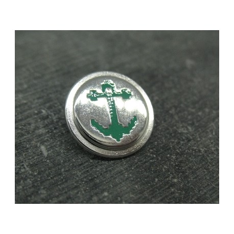 Bouton ancre métal argent vert 18mm