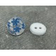 Bouton 2 fleurs blanc nacré bleu 13mm