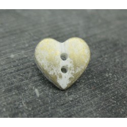 Bouton coeur tacheté blanc doré 15mm