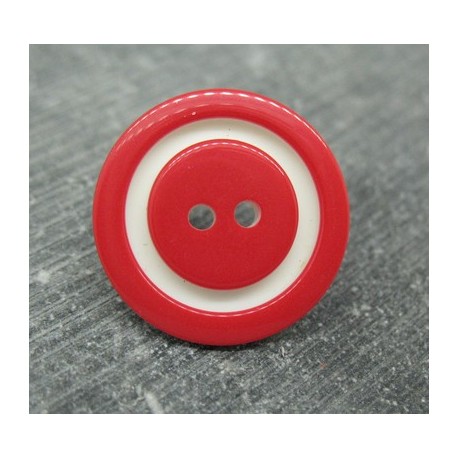 Bouton bicolore rouge blanc 22mm