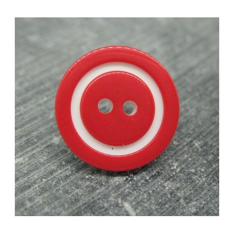 Bouton bicolore rouge blanc 18mm