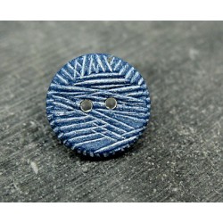 Bouton strié bleu blanc 18mm